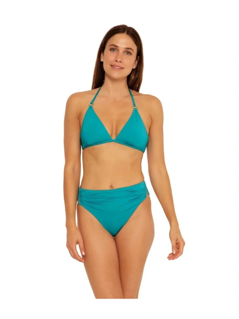 Trina Turk Monaco V Side Shirred Bikini Bottom Blue $88